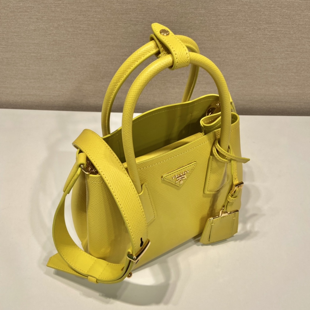 Prada Double Saffiano Leather Mini Bag Shoulder Bag Sunny Yellow 1BG443